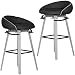 Produktbild Wohnling 2er Set Barhocker Pius Schwarz 46x88x51 cm Hocker mit niedriger Lehne | Küchenhocker Stoff/Holz 100kg | Design Tresenhocker drehbar | Designer Bistrohocker Bar | Barstühle hoch, 46x88x51cm