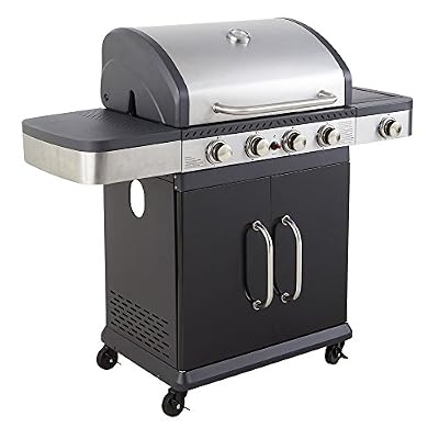 Cook'in garden FIDGI 4 Barbecue au Gaz, Noir/INOX, 128,5 x 55,5 x 112 cm