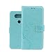 Produktbild LG V20 Hülle, LG V20 Schutzhülle, Alfort Carving Lederhülle Fashion Design Premium PU Leder Hohe Qualität Tasche Case Cover Kasten Abdeckung Wallet für LG V20 5.7" Smartphone Funktion Standfunktion Unterstützte Telefone und Magnetverschluss mit Schmetterling ( Grün )