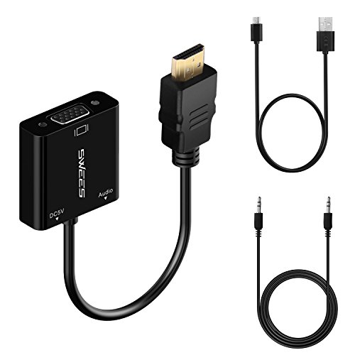 HDMI auf VGA, Swees HDMI auf VGA Kabel Adapter Konverter | Full HD bis zu 1080p / HDTV Unterstützung | für PC, Apple TV, DVD Player, Macbook, Laptop, Ultrabook, oder anderen HDMI Eingang Geräte – Schwarz - 7