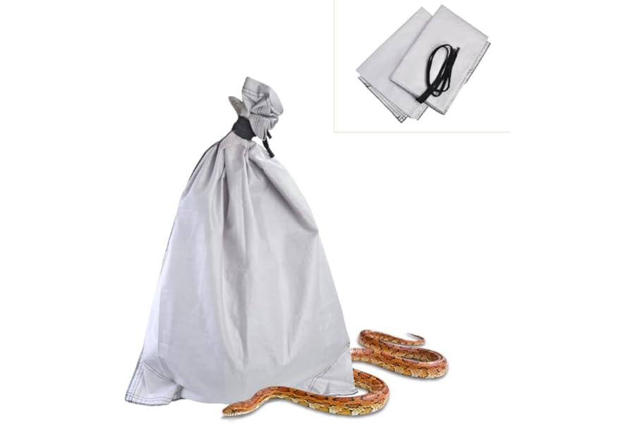 2 Pack Cloth Snake Reptile Bag with Bite Free Pouch Corner Drawstring for Capturing Moving Transporting Hunting Catching Snakes Reptiles to Vet or Travel