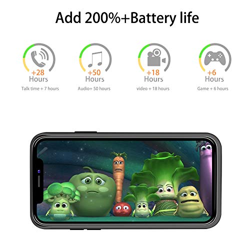 Coque Batterie Compatible avec iPhone X  BeeFix 6000mAh Power Bank Rechargeable   tui de Chargeur Prolong  e Housse de Batterie Portable Compatible avec iPhone X  5 8    Noir