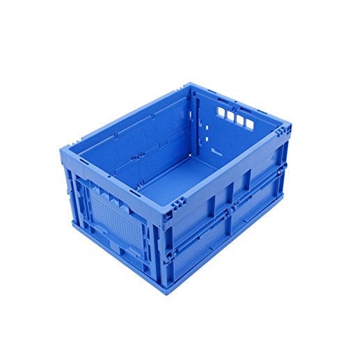 KLAPPBOX 20 LITER, kleine, stabile Faltbox Made in Germany, Kunststoff Transportkiste TÜV-Zert., Plastikbox, Transportbox, 40x30x22 cm, max. 25kg, Blau