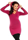 Zeta Ville Women's Maternity Warm Knit Pullover Jumper Tunic Hood V-Neck - 908c