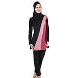 Highdas Musilim Frauen Langarm Bademode Anzug mit Hijab islamischen Badeanzug schwarz L