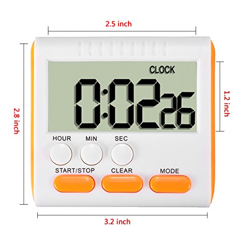 ELEGIANT Küche Timer Alarm magnetisch Large LCD Digital Count Up Down Ei Uhr 24 Stunden für Home House Kochen Abendessen Lunch Frühstück - 4