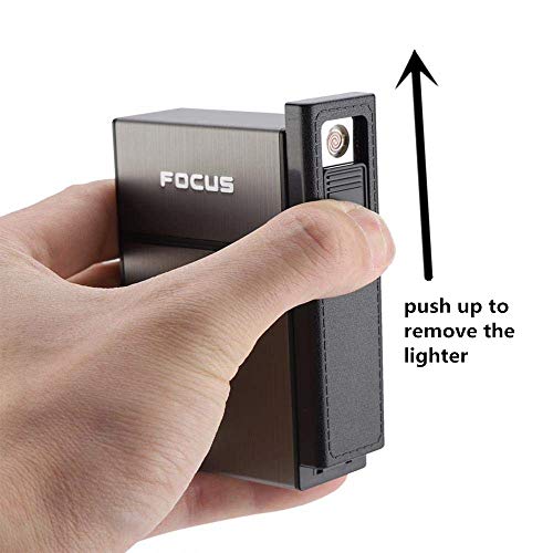 Wiber Modulo portasigarette con Accendino Elettrico, Ricaricabile Tramite USB Staccabile Antivento Senza Fiamma Accendino Sigarette Scatola per Intero Pacchetto di Sigarette 20PCS