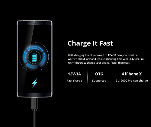 DOOGEE BL12000 PRO - 6.0 pollici (rapporto 18: 9) FHD + Smartphone Android 4G, carica rapida batteria 12000mAh, Octa Core da 2,5 GHz 6 GB + 128 GB, Quattro fotocamere - Nero