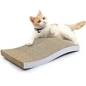 Cat Scratcher Pad Cardboard Scratchers with Wave Curved Catnip Catch Board Mat, Save Your Furniture - Scratcher Toy for Cat Training Pet