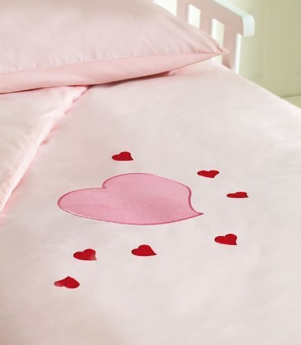 Saplings Pink Young Hearts Cot / Junior Bed Duvet Cover & Pillow Case Set