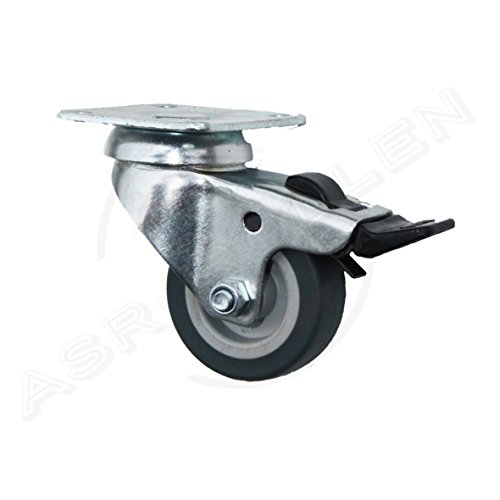 4 Stück 50 mm Apparaterolle Transportrolle als Lenkrolle mit Totalstop Möbelrolle - 2