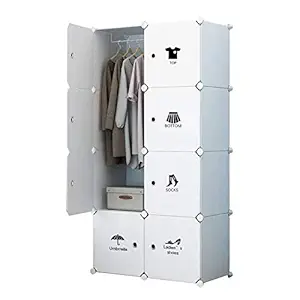 BUCKETLIST Plastic 8 Cube Organizer, Wardrobe Closet Organizer for Clothes (8 Cube)