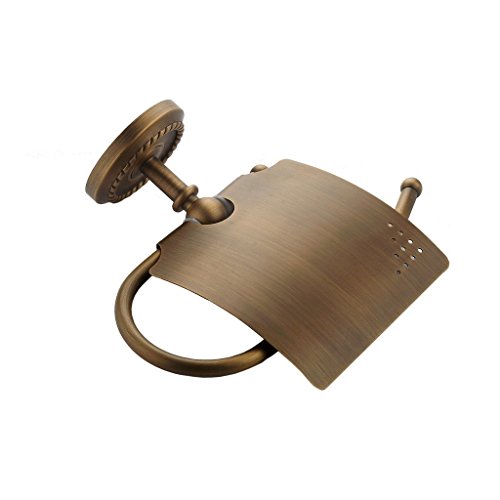Weare Home geschnitzt Antik Badezimmer Toilettenpapierhalter Klopapierhalter mit Deckel, voller Kupfer, Messing, Bronze, Wandhalter - 4