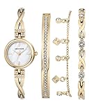 Anne Klein Damenuhr Analog Quarz mit Metallarmband AK/N3082GBST in der Farbkombination weiß/Gold