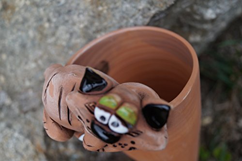 Keramik Pflanztüte mit Katze Gartendeko Handarbeit Wohnen Tierfigur Blumentopf - 4
