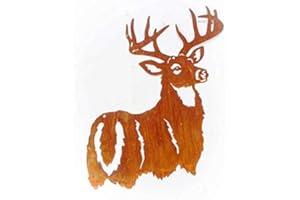 ECOSOUL Decorazione da parete da giardino, con testa di cervo, da appendere, in metallo, ruggine, 47 cm x 60 cm