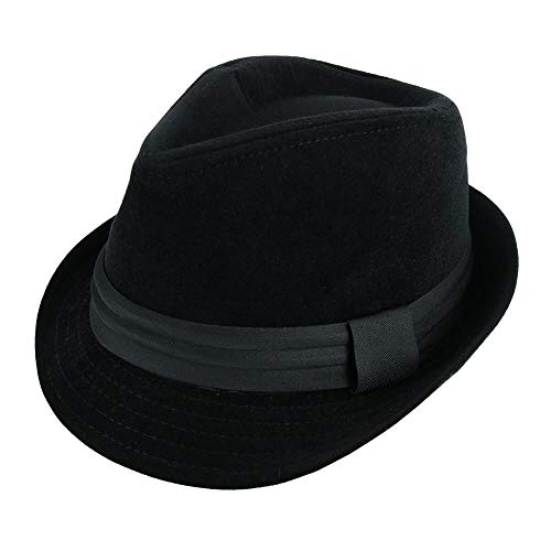 WESTEND Sombrero Fedora de Terciopelo con Banda Plisada Negro Negro (S/M