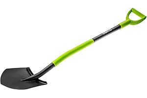 VERTO Spaten Schaufel Gärtnerspaten gehärteter Stahl Hochwertiger Ergonomic Mit Metallschaft Solid Garden Qualitätsstahl zum Umgraben und Ausheben - Grün und Schwarz