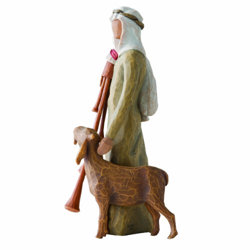 Willow Tree Zampognaro – Hirte mit Sackpfeife und Ziege als Ergänzung zur Willow Tree Nativity Krippe - 3