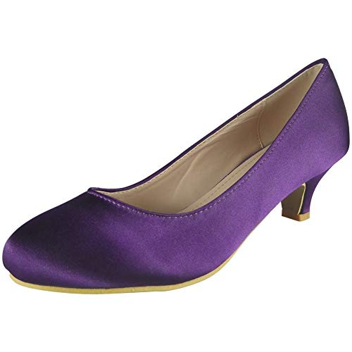 GizelleLadies Womens Low Kitten Heel Work Court Evening Dress Girls Shoes Pumps UK Size 3 4 5 6 7 8 9 10 11 12