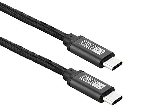 USB C Kabel auf USB 3.0 Typ C 1M Ladekabel Nylon Textilkabel Datenkabel für USB 3.1 Computer und Smartphones wie Nexus 5X, 6P, OnePlus 2, OP 3, HTC 10, MacBook Pro und viele mehr – SCHWARZ - 4