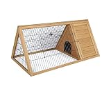 Elightry Dreieckig Holz Kaninchenkäfig Aussengehege Aussenstall für Hasen/Kaninchen/Meerschweinchen 128 * 60 * 51