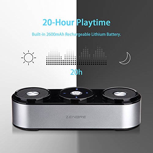 ZENBRE Altavoz Bluetooth  Z3 10W Altavoz Inal  mbrico Port  til hasta 20 Horas de Reproducci  n  Parlante para Computadora Dual-Driver con Potentes Graves Incluidos  Plateado 