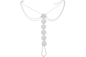 Holibanna Beach Barefoot Sandals Anklets Bracelet Foot Chain with Toe Ring Adjustable Boho Wedding Foot Jewellery Silver