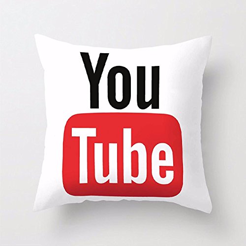 Adam Home Coussin Soft pour réseaux Sociaux en Microfibre conçu, imprimé et fabriqué au Royaume-Uni - Housse de Coussin Youtube Uniquement