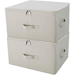 iwill createpro Contenants de Rangement Pliables en Toile Jumbo, Rangez Votre Placard, Boîte de Rangement Pratique avec Couvercle, Beige, Paquet 2
