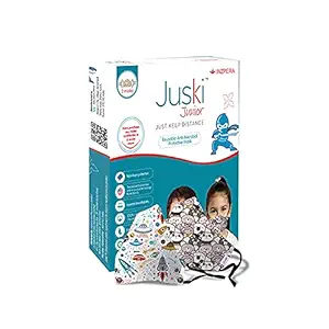 Juski Unisex-Child Cotton Face mask - Teddy & Space Print, Multicolored, Standard (JUSKIKV2)