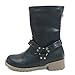Produktbild TianWlio Stiefel Frauen Herbst Winter Schuhe Stiefeletten Boots Retro Gürtelschnalle Schuhe Mittelrohrstiefel Reißverschluss Flascher Absatz Stiefel Schwarz 40