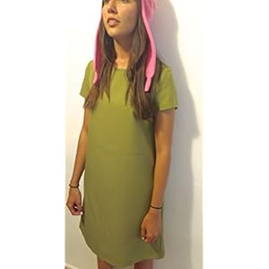 GSet: Cosplay Pink Bunny Hat + Grünes Kleid - Louise Belcher – Bob's Burgers