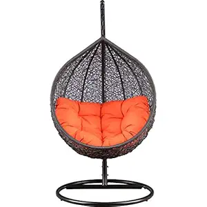 Ecolight Swing Chair with Stand,Cushion (Blue Colour) & Hook-Outdoor/Indoor/Balcony/Garden/Patio (Standard, White &Blue) Rattan Wicker/ Outdoor Swing Chair/ Hanging Swing Chair