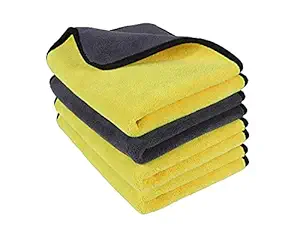 Selifaur 40cm x 40cm, 800 GSM, 4Pcs Heavy Microfiber Cloth for Car Cleaning and Detailing, Dual Sided, Extra Thick Plush Microfiber Towel Lint-Free