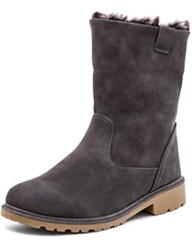 Damen Stiefel Stiefeletten Worker Boots in hochwertiger Lederoptik warm gefüttert - auch in Übergrößen