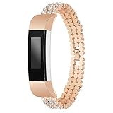 Altsommer Flash Diamant Metallband Armband für Fitbit Alta HR/Fitbit Alta-Uhr Luxus Edelstahl mit Schnellverschluss Armbände Replacement für Damen Herren,170 mm Band lang (Rose Gold)