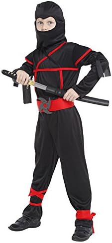 Amur Leopard Boy's Warrior Ninja Samurai Fighter Anime Cosplay Costume Carnival , black, X-Large