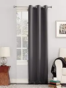 BOMBSHELL Premium Thick Smooth Glossy Eyelet Polyester 100% Blackout Curtains for Window and Door (Grey, 4 x 5 ft Window (1Pc))