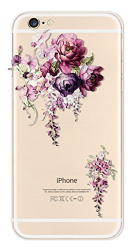 FR Avis iPhone 5, iPhone 5S, iPhone SE NOVAGO® Coque gel souple incassable et solide avec impression motif fleuri de qualité (Fleurs Violets)