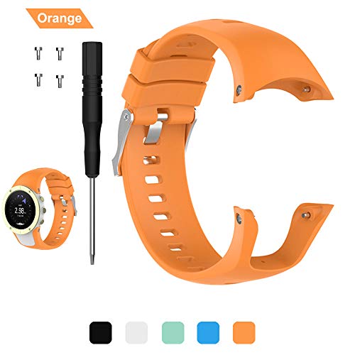 Correa para Suunto Spartan Trainer Wrist HR, correa de silicona suave, Pulsera de Silicona Brazalete de Reemplazo banda de repuesto, naranja