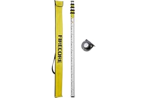 Firecore Telescopic Leveling Staff 5m, 5 Sections Aluminium Grade Rod with Attachable Bubble Level and Nylon Bag, for Cross line Lasers and Rotating Lasers - FLR500A