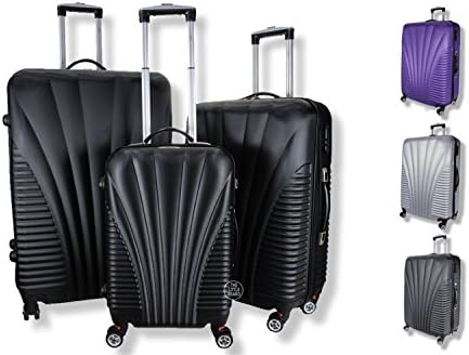 Rocklands Lightweight 4 Wheel ABS Hard Shell Luggage Set Suitcase Cabin Travel Bag (29" Large, Black)