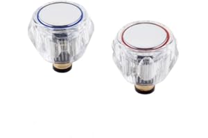 KINGBATH™ Tap Revivers Kit 1/2” Contract Standard Basin Sink Taps Mixers Heads Handles Valves Cartridges (Hot & Cold) Replacement(2 Pack/Pair) Crystal
