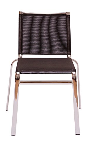 Eurosilla Klen - Silla apilable para cocina o comedor, 74 x 43 x 45 cm. Diseño moderno con estructura metálica en acabado cromado y respaldo y asienfto en malla textilene de color negro