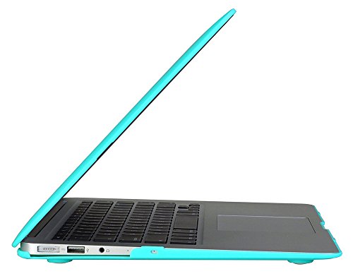 Topideal Schutzhülle, 3 in 1 Gummierte Matte, Seidenmatten, Satins, keramische Elemente, Schutzhülle für MacBook Air 33,8 cm (Modell: A1369 und A1466) + Tastatur-Cover + Displayschutzfolie türkis EU/UK Keyboard Version - 3