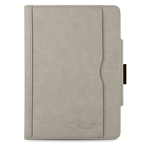 iPad Air, Air 2 & iPad 9.7″ 2017 Hülle – JAMMYLIZARD Ledertasche Smart Cover mit Standfuktion für iPad Air (5. & 6. Generation) & iPad 9.7″ 2017, OLIVGRAU & HONIG, [MIT STIFT-HALTER] - 2