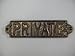 Produktbild Schild PRIVATE Messing brüniert L.19cm