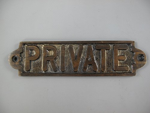 Preisvergleich Produktbild Schild PRIVATE Messing brüniert L.19cm