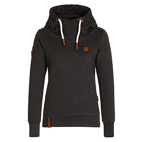 Preisvergleich Produktbild Swallowuk Damen Kapuzenpullover Rollkragen Langarmshirt Hoodie Sweatshirt Pullover Mädchen Mode Hoodie Bluse Pullis Tops Oberteile Sweatjacke (M, Schwarz)